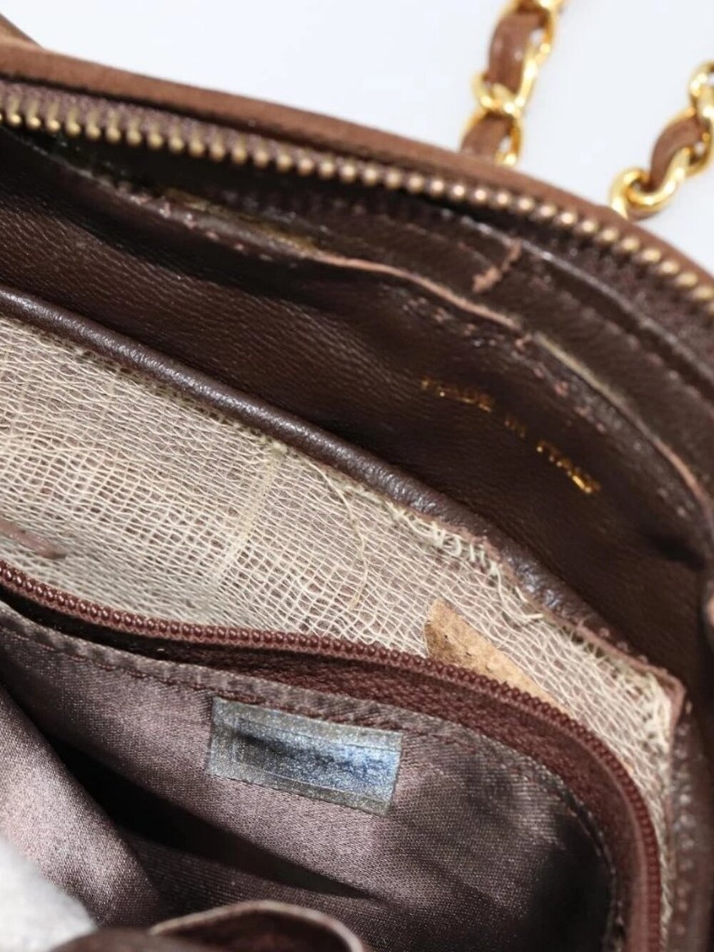 CHANEL Matelasse Chain Shoulder Bag Suede Brown Gold CC Auth BA12895 - Picture 15 of 15
